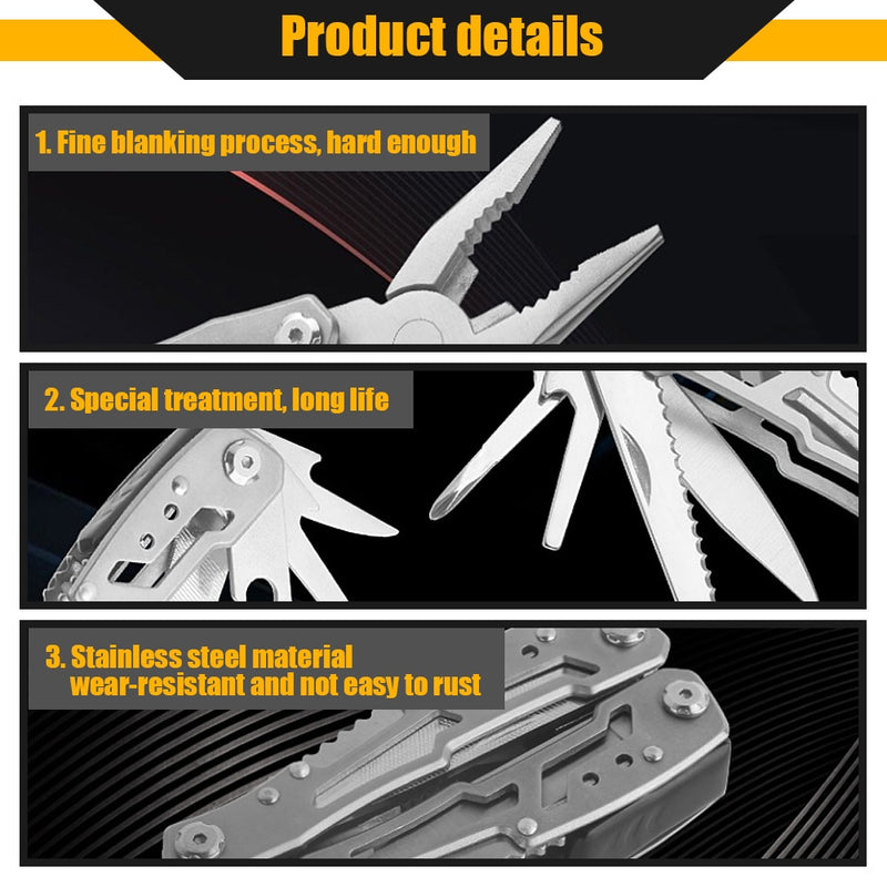 Canivete Multifuncional Premium de Aço Inox com Alicate e Lâmina Dobrável