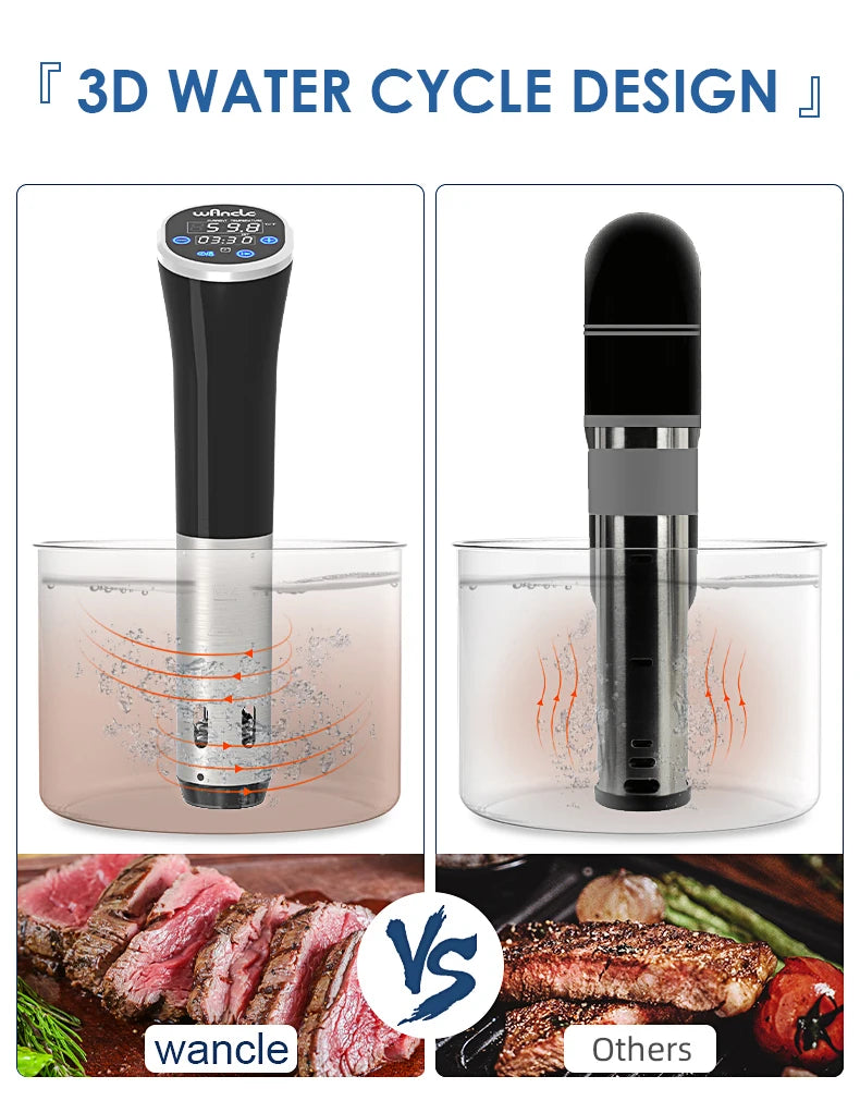 Circulador de Imersão Sous Vide Wancle 1100W com Tela Touchscreen - Cozimento Preciso Nível Profissional