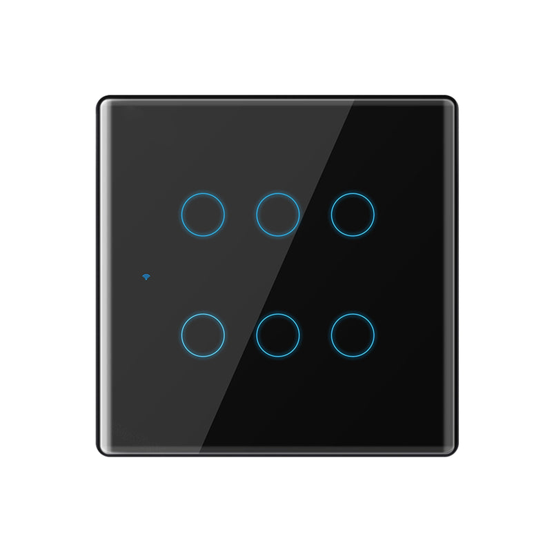 Interruptor Smart WiFi 6 Botões de Toque - Painel de Vidro 4x4 - com Neutro - Suporta Tuya Alexa