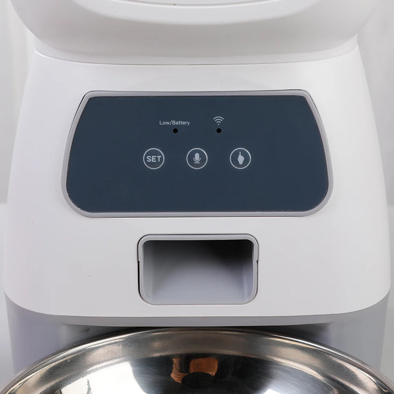 Comedouro Automático Wi-Fi para Pets de 3,5L - Dispenser de Ração Inteligente para Cães Gatos e Gravação de Voz