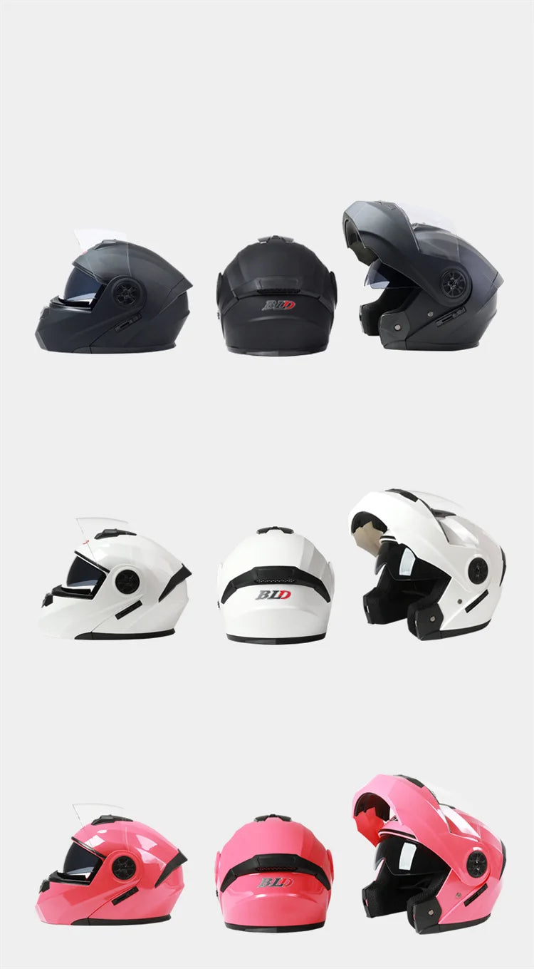 Capacete Moto Completo Visor Lentes Duplas Modular - Capacete BLD PRO para Motoqueiros Motocross TrackDay