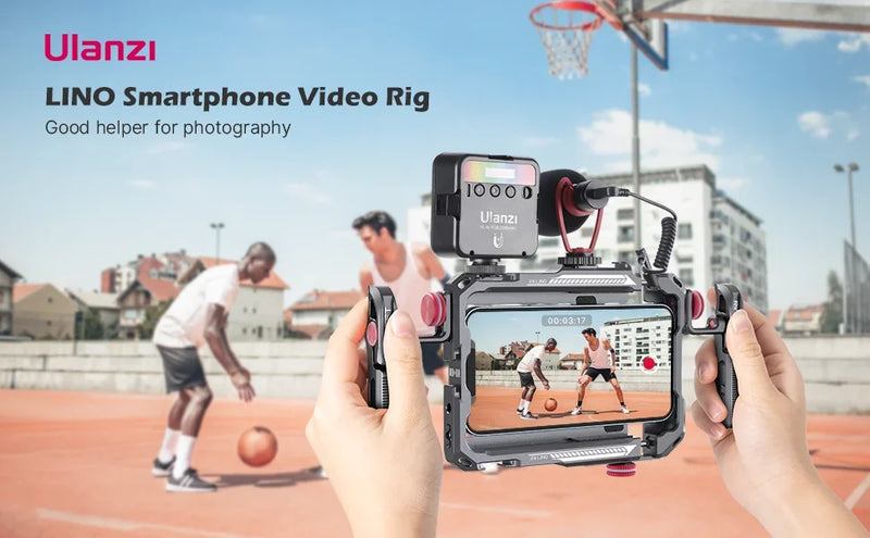 Case Gaiola Ulanzi Lino para Gravação em Smartphone Celular – Case Protetora com Suporte Lateral