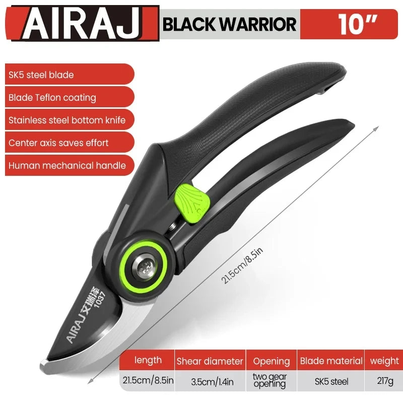 Tesoura de Poda Profissional AIRAJ Ultra Durável – com Sistema de Alívio de Força - Podadora de Ramos Galhos