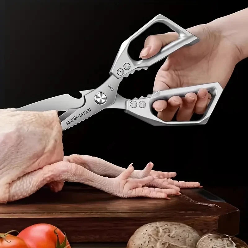 Tesoura de Cozinha Reforçada Aço Inox - Multiuso Preparo de Alimentos e Uso Doméstico