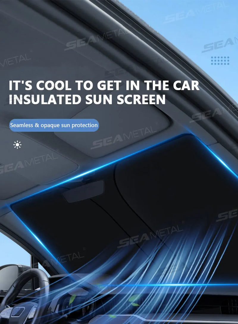 Protetor Solar Para-Brisa Refletivo SEAMETAL Dobrável - Bloqueio de Raios UV Janela Frontal para Veículos Carros