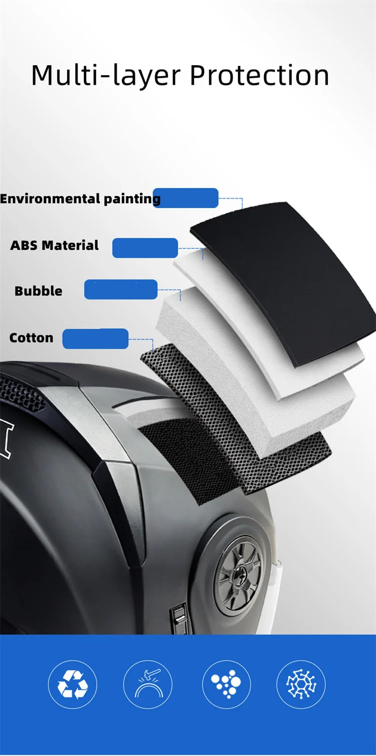 Capacete Moto Completo Visor Lentes Duplas Modular - Capacete BLD PRO para Motoqueiros Motocross TrackDay