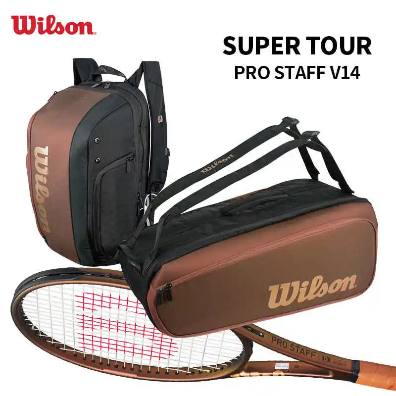 Bolsa Mochila de Tênis Wilson Super Tour PRO Staff V14 – Mochila Grande para Raquetes com Compartimento para Calçados