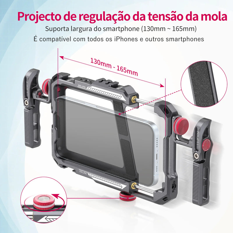Case Gaiola Ulanzi Lino para Gravação em Smartphone Celular – Case Protetora com Suporte Lateral
