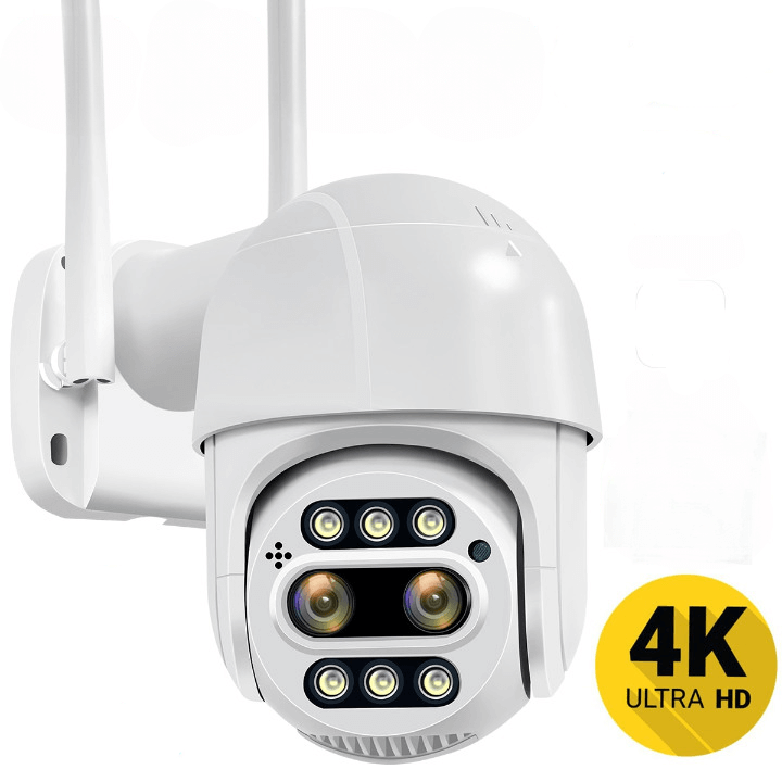 Câmera IP Duas Lentes - Ultra HD 4K 8MP WIFI - Zoom de 8x, Luz LED, suporte para Alexa e App iCSEE