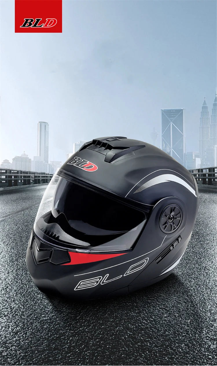 Capacete Moto Completo Visor Lentes Duplas Modular - Capacete BLD PRO para Motoqueiros Motocross TrackDay