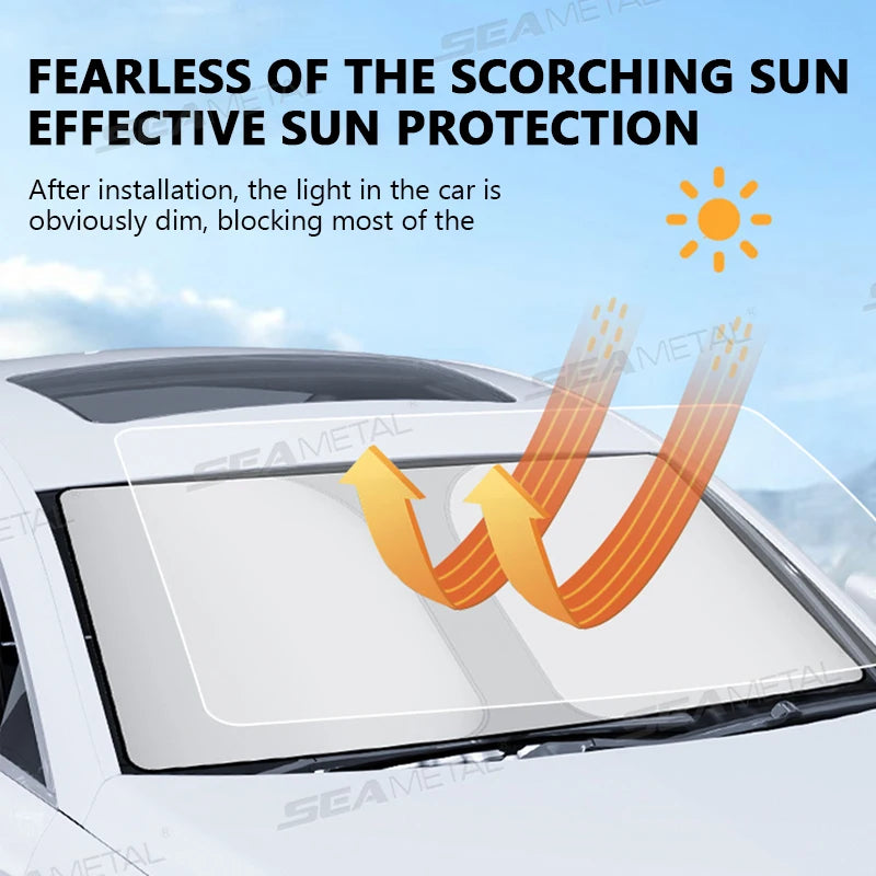 Protetor Solar Para-Brisa Refletivo SEAMETAL Dobrável - Bloqueio de Raios UV Janela Frontal para Veículos Carros