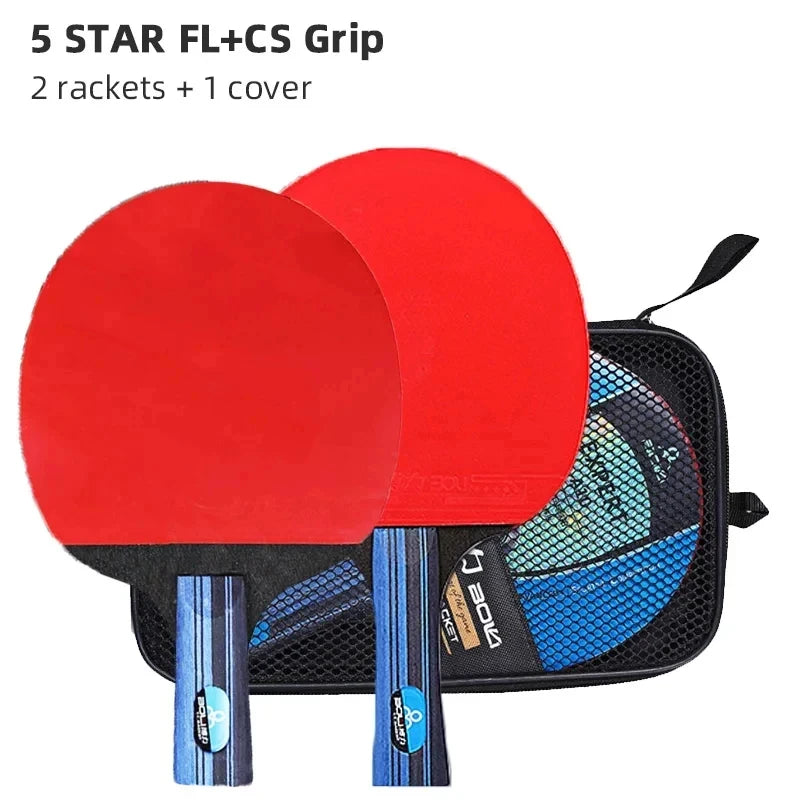 Conjunto Raquetes de Tênis de Mesa Profissional RAOVTE 5/6 Estrelas - Raquetes de Ping Pong com Borracha Pimples-in Lâmina Premium