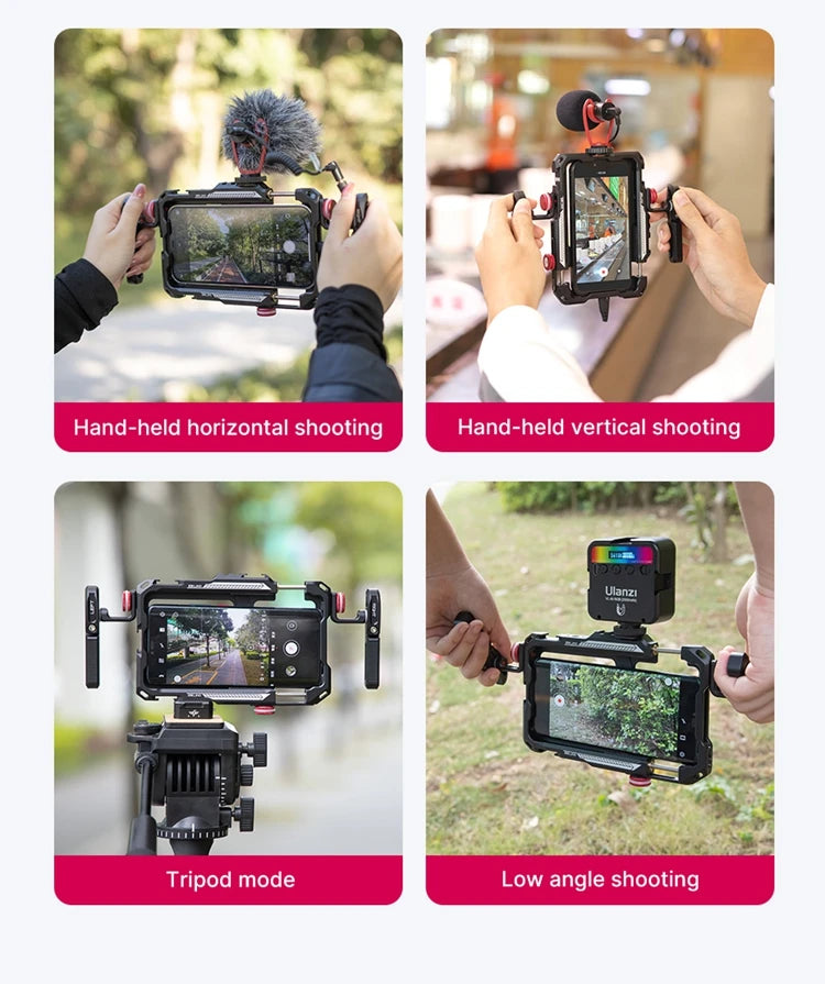 Case Gaiola Ulanzi Lino para Gravação em Smartphone Celular – Case Protetora com Suporte Lateral