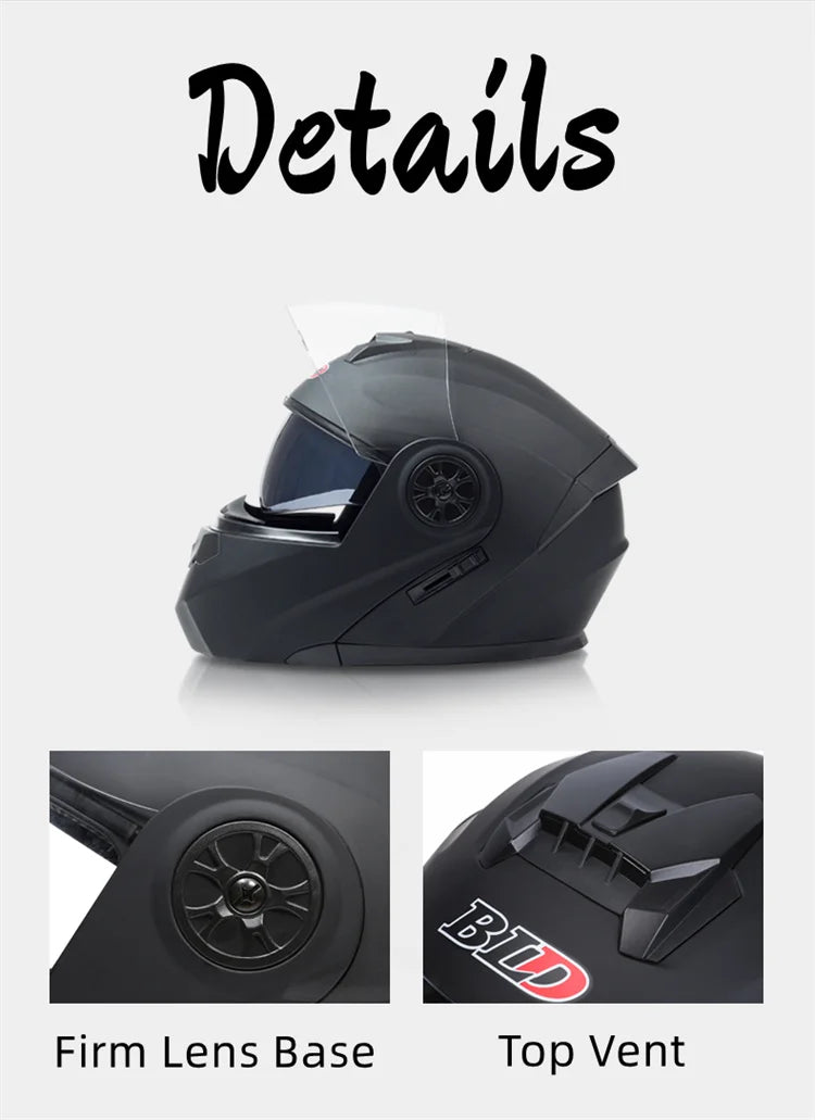 Capacete Moto Completo Visor Lentes Duplas Modular - Capacete BLD PRO para Motoqueiros Motocross TrackDay