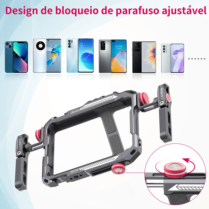 Case Gaiola Ulanzi Lino para Gravação em Smartphone Celular – Case Protetora com Suporte Lateral