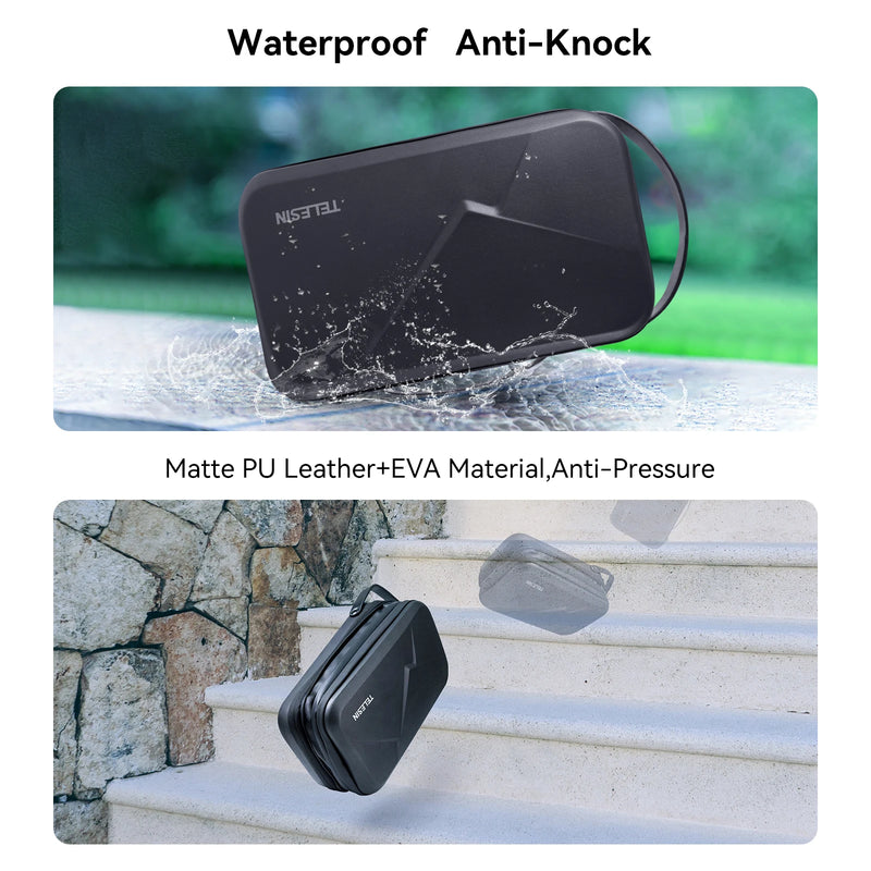 Bolsa Anti Impacto Impermeável TELESIN - para Câmeras de Ação GoPro Insta360 Osmo Action Lentes Acessórios Baterias