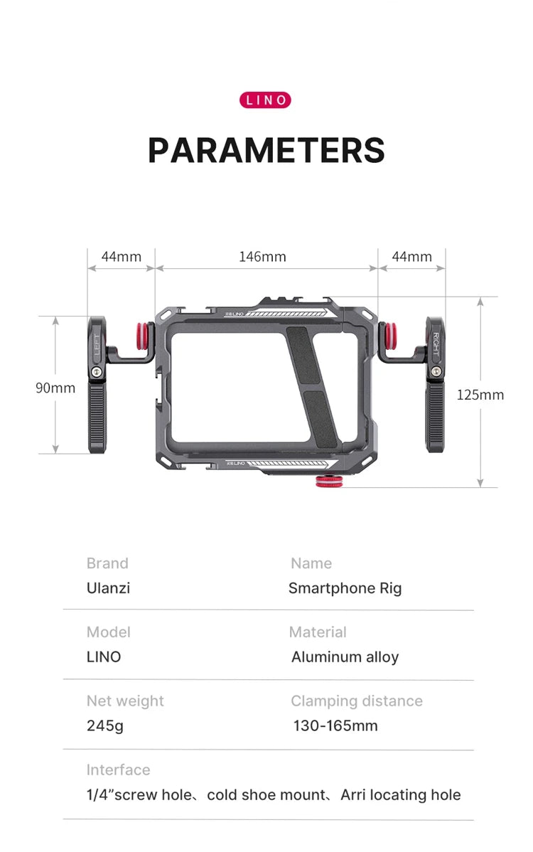 Case Gaiola Ulanzi Lino para Gravação em Smartphone Celular – Case Protetora com Suporte Lateral