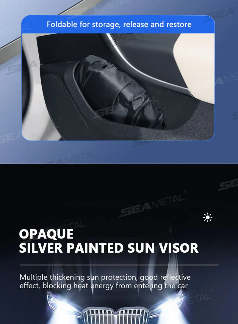 Protetor Solar Para-Brisa Refletivo SEAMETAL Dobrável - Bloqueio de Raios UV Janela Frontal para Veículos Carros