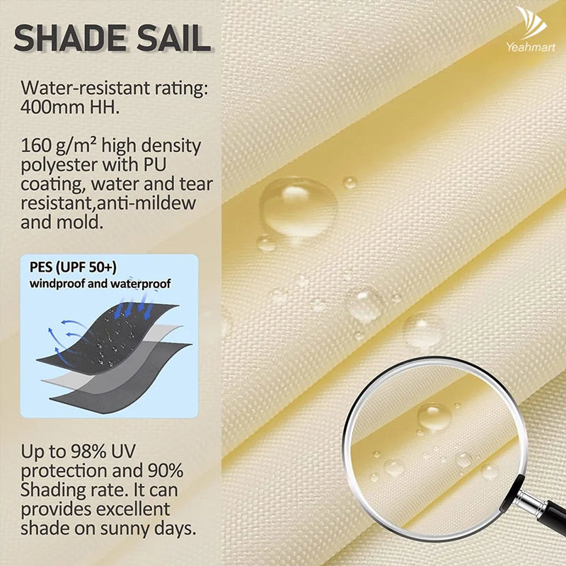 Toldo Solar Impermeável com Proteção UV 98% - Lona Toldo Cobertura Triangular para Área Externa Piscina Jardim