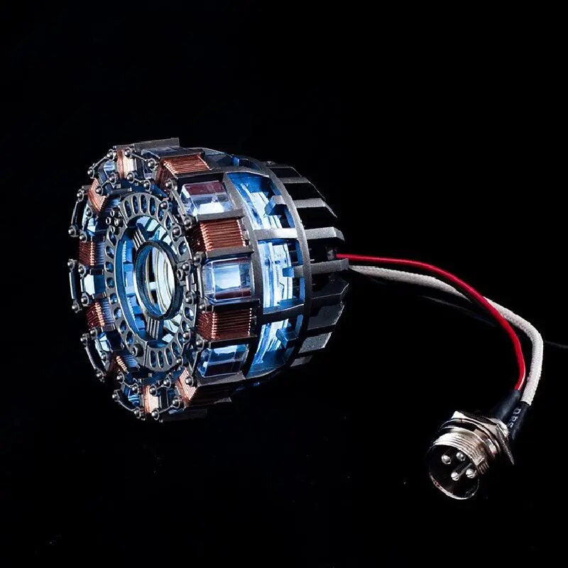 Modelo Coração Tony Stark Vingadores Reator ARC - com LED e Capa Acrílico para Exposição - Escala Real 1:1