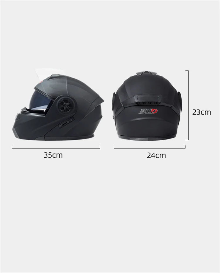 Capacete Moto Completo Visor Lentes Duplas Modular - Capacete BLD PRO para Motoqueiros Motocross TrackDay