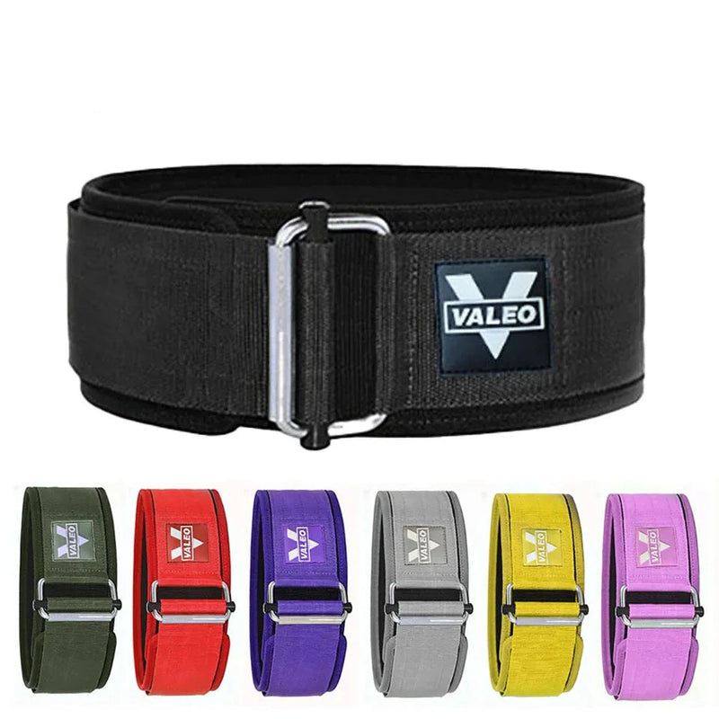 Cinto de Levantamento de Peso VALEO Profissional - Velcro Ajustável Suporte Lombar Duplo - para Treino de Força Musculação Crossfit