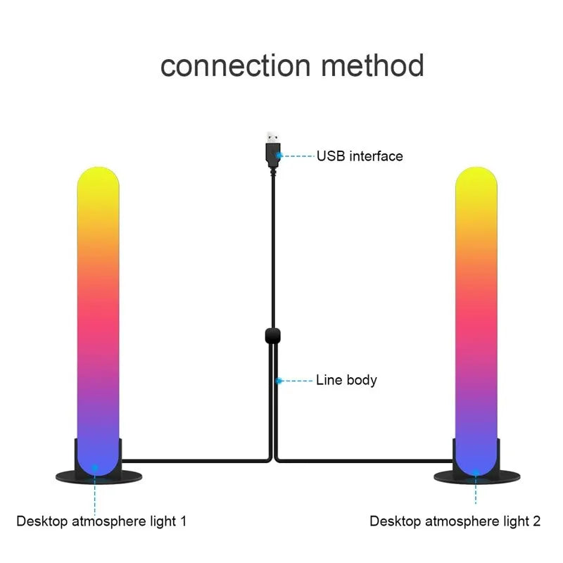 Luminária Gamer RGB Smart Bluetooth Alexa - 2 Unidades - LED Brilha Conforme a Música