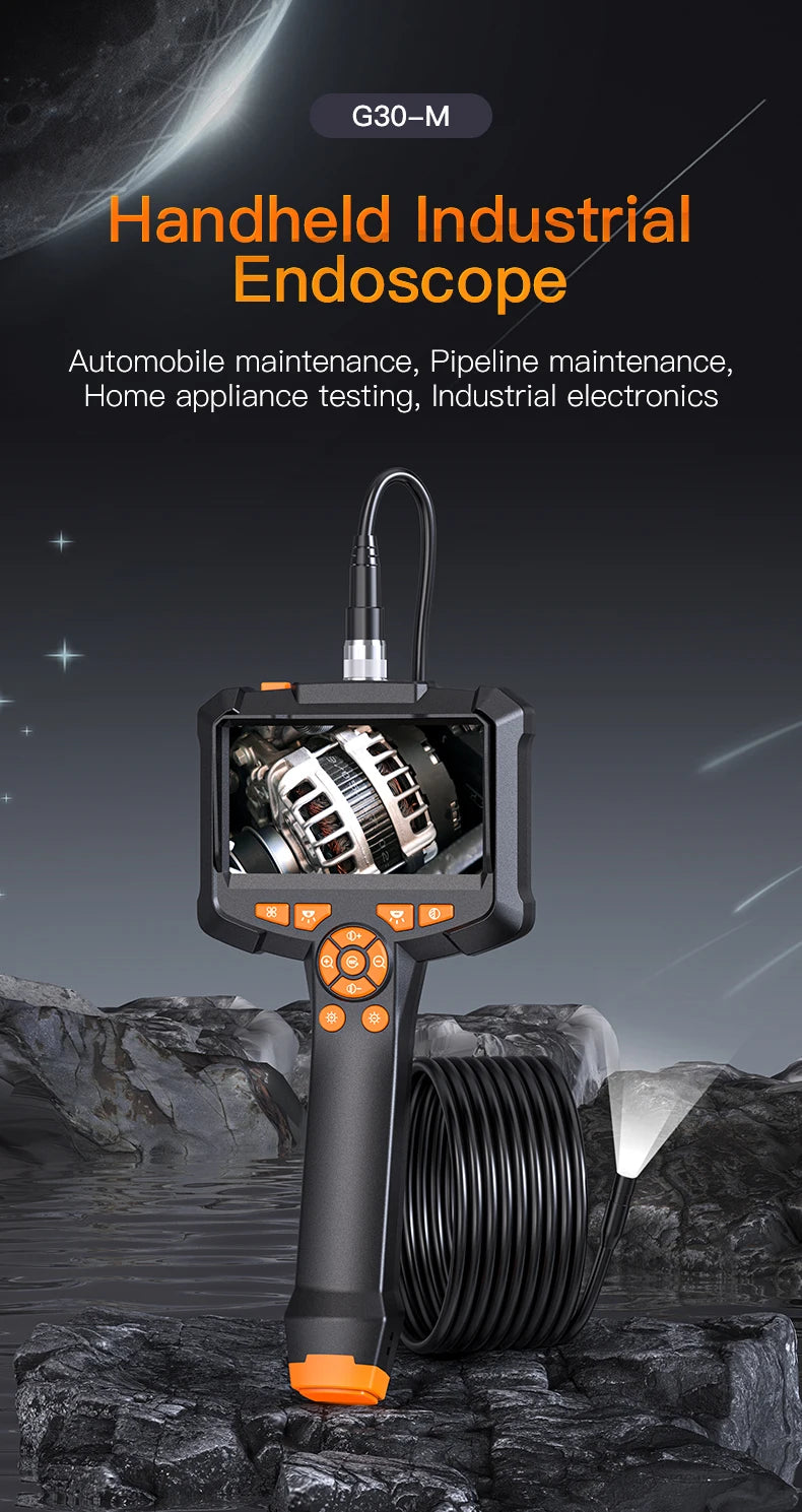 Câmera Endoscópio Industrial com Tela HD 4.3 Polegadas INSKAM – Câmera de Inspeção à Prova d'Água IP67 1080P com Lente de 8mm