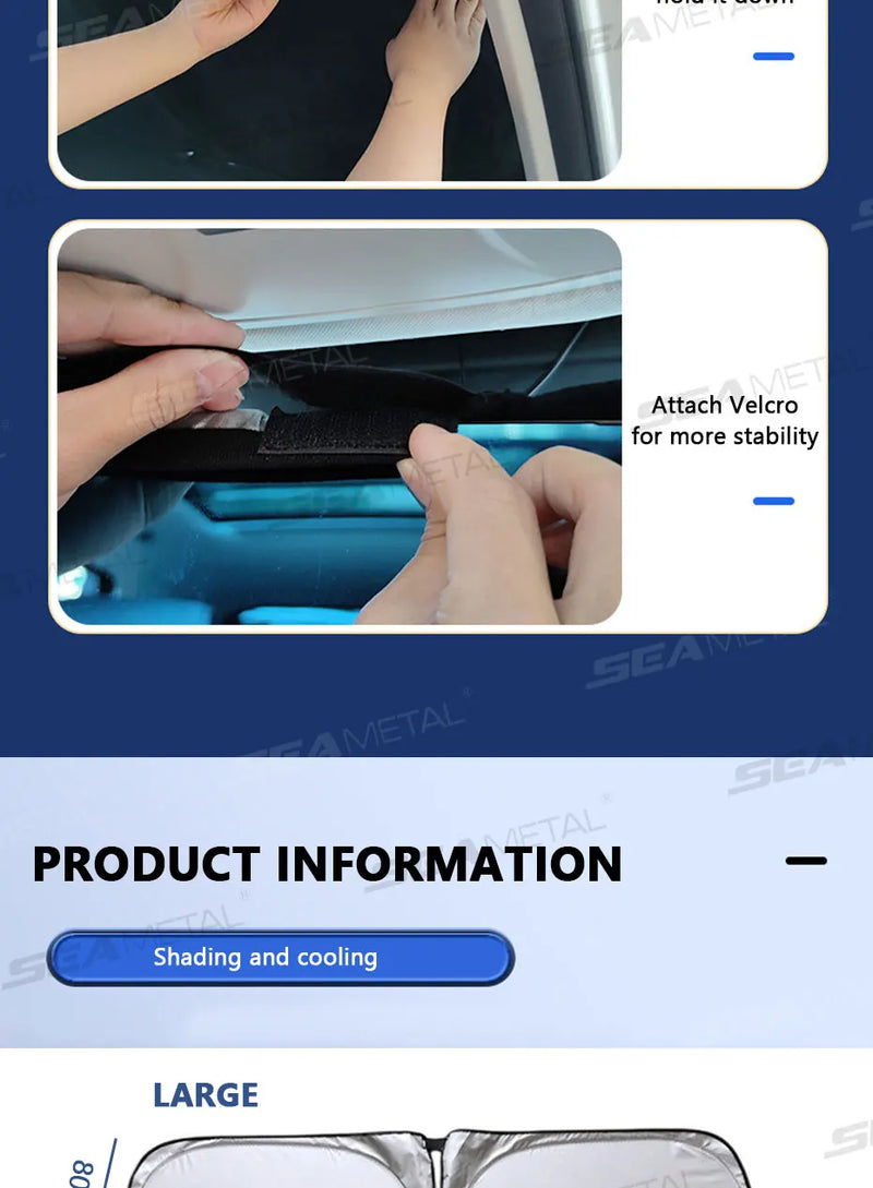 Protetor Solar Para-Brisa Refletivo SEAMETAL Dobrável - Bloqueio de Raios UV Janela Frontal para Veículos Carros