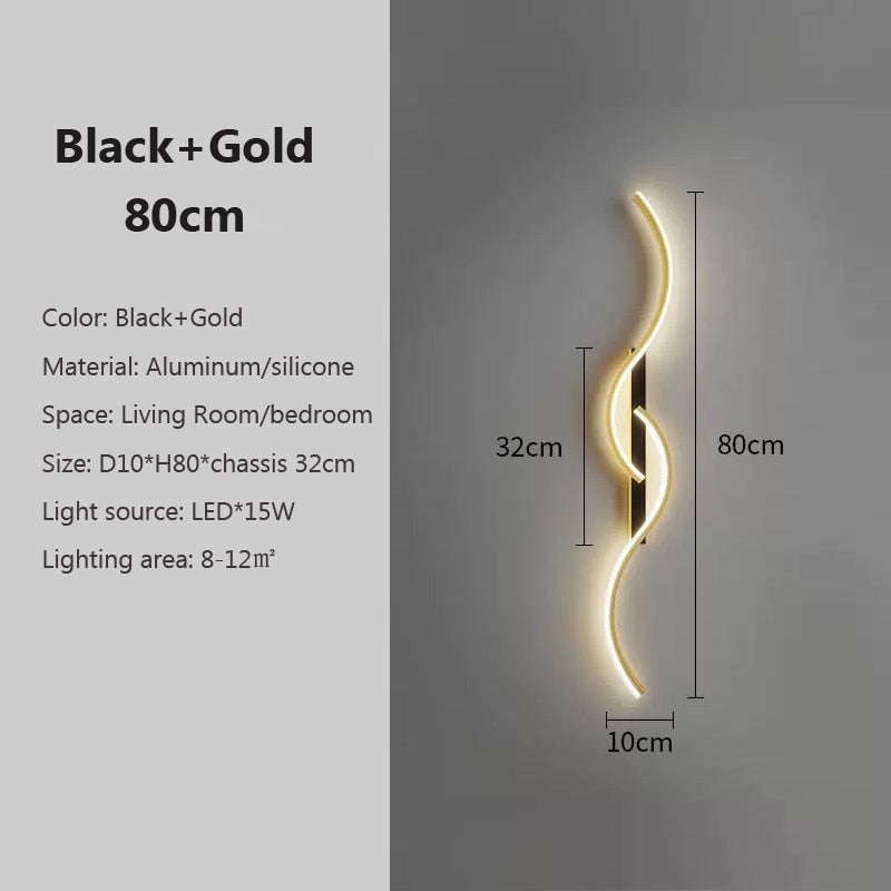 Luminária de Parede Wave LED - Moderna, Minimalista, para Quarto, Sala de Estar, Iluminação Interna