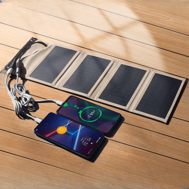 Painel Solar Flexível Portátil 10W com 2 Portas USB - para Carregamento de Baterias e Eletrônicos Sem Tomada