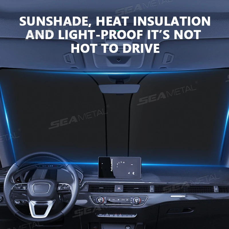 Protetor Solar Para-Brisa Refletivo SEAMETAL Dobrável - Bloqueio de Raios UV Janela Frontal para Veículos Carros