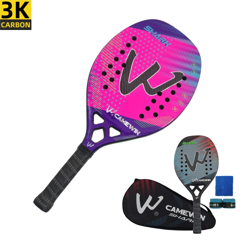 Raquete Beach Tennis WCamewin em Carbono 3K 2024 - Fibra de Carbono Premium Superfície Rugosa
