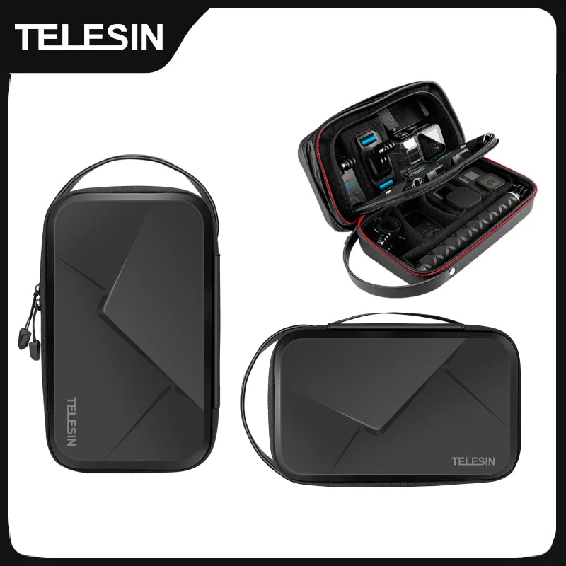 Bolsa Anti Impacto Impermeável TELESIN - para Câmeras de Ação GoPro Insta360 Osmo Action Lentes Acessórios Baterias