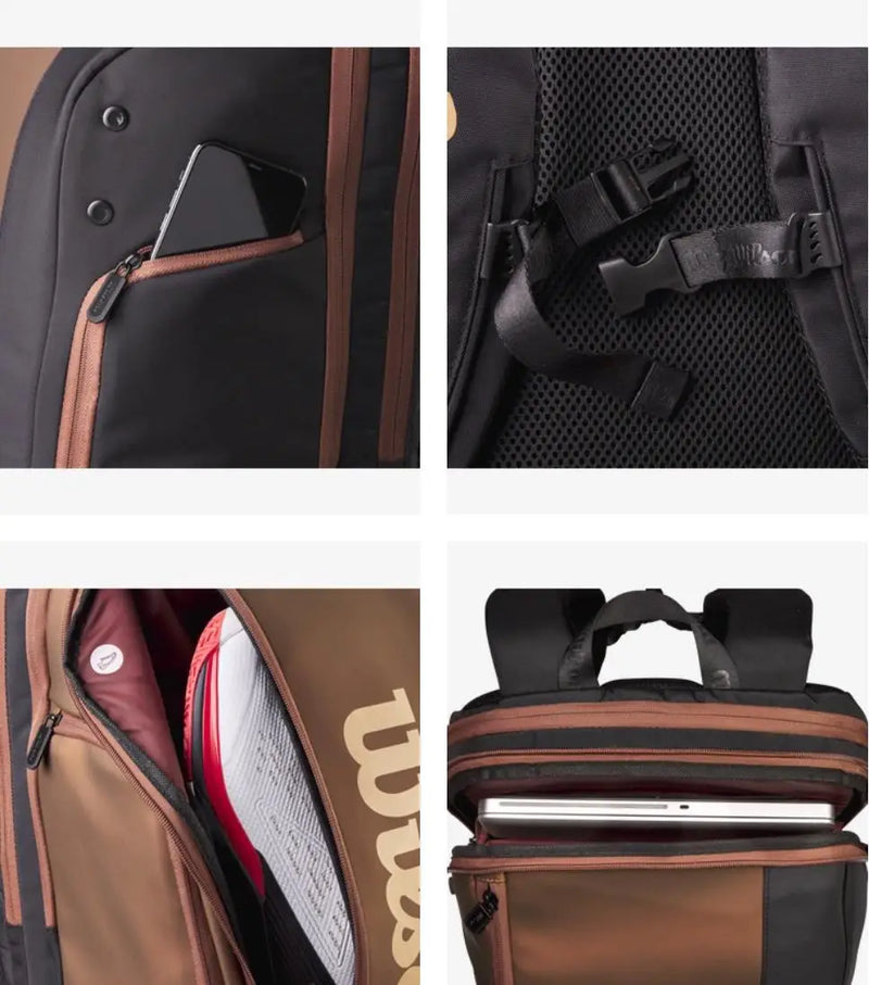 Bolsa Mochila de Tênis Wilson Super Tour PRO Staff V14 – Mochila Grande para Raquetes com Compartimento para Calçados