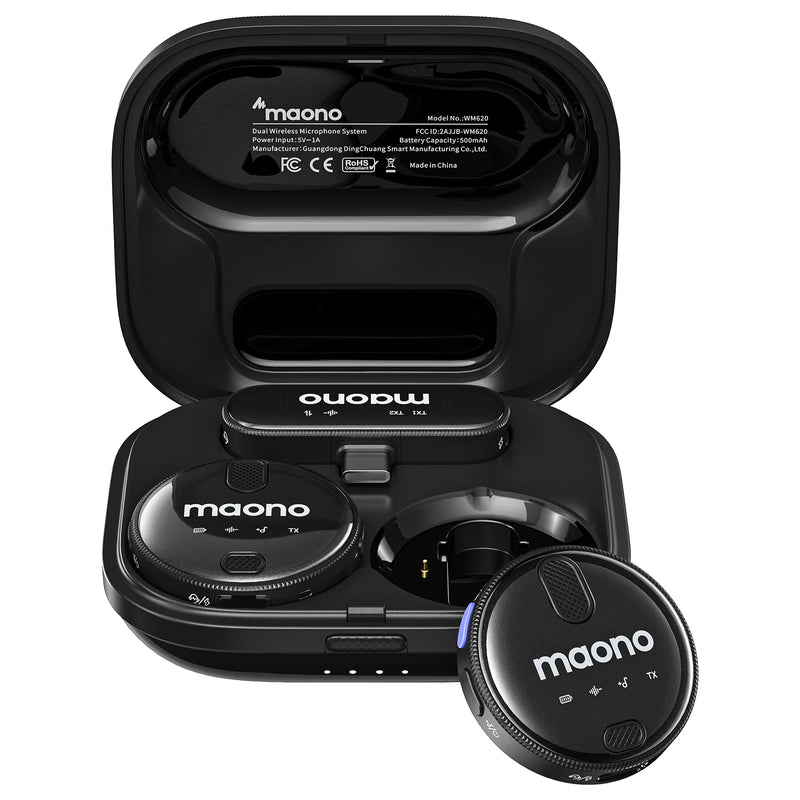 Microfone de Lapela Sem Fio MAONO WM620 PC2 – Redução de Ruído Ideal para TikTok, Streaming e Vlog