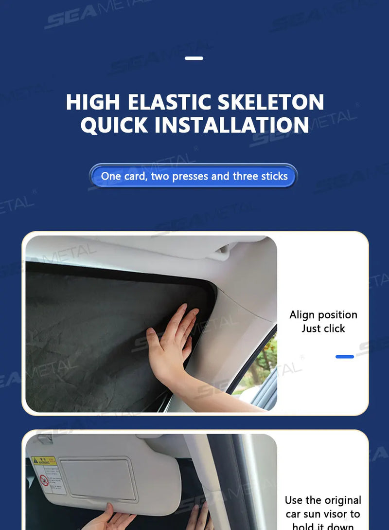 Protetor Solar Para-Brisa Refletivo SEAMETAL Dobrável - Bloqueio de Raios UV Janela Frontal para Veículos Carros