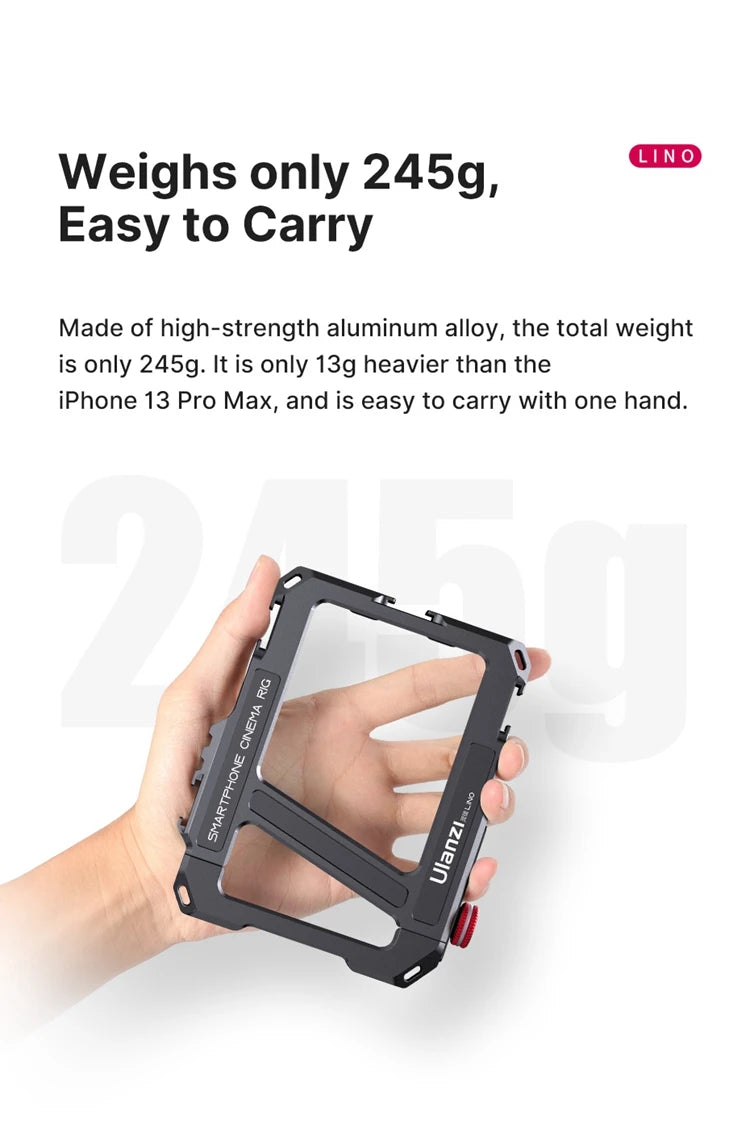 Case Gaiola Ulanzi Lino para Gravação em Smartphone Celular – Case Protetora com Suporte Lateral
