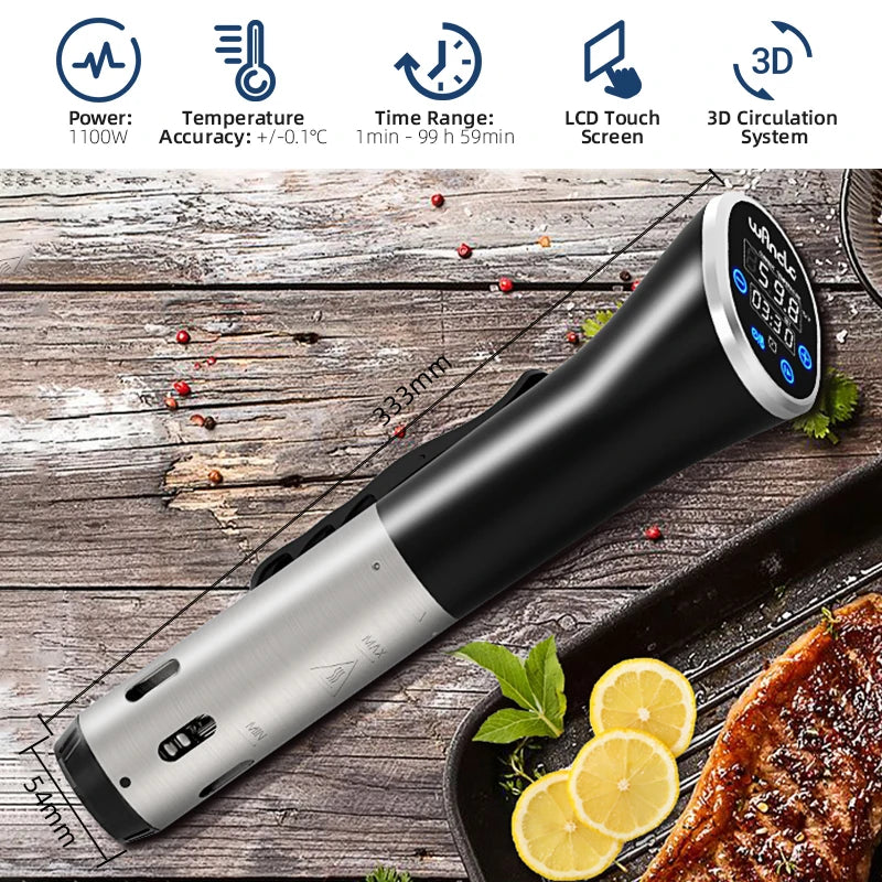 Circulador de Imersão Sous Vide Wancle 1100W com Tela Touchscreen - Cozimento Preciso Nível Profissional