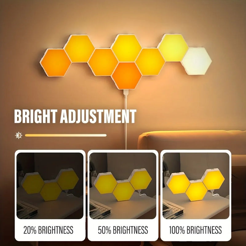 Luminária de parede Quantum LED RGB Hexagonal Gamer - Conexão Inteligente Sem Fio Bluetooth