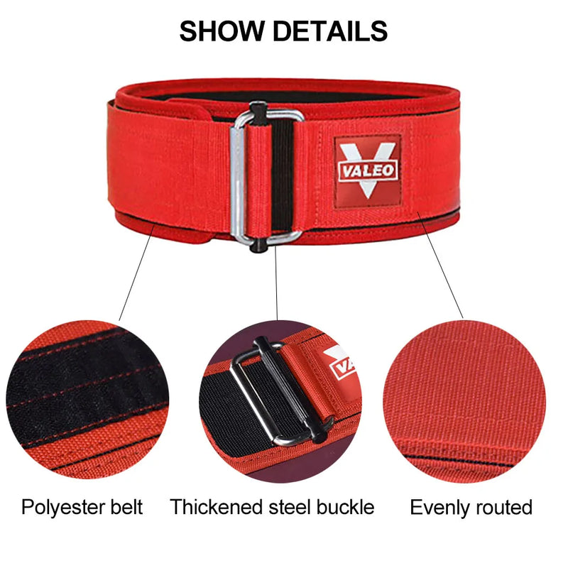 Cinto de Levantamento de Peso VALEO Profissional - Velcro Ajustável Suporte Lombar Duplo - para Treino de Força Musculação Crossfit