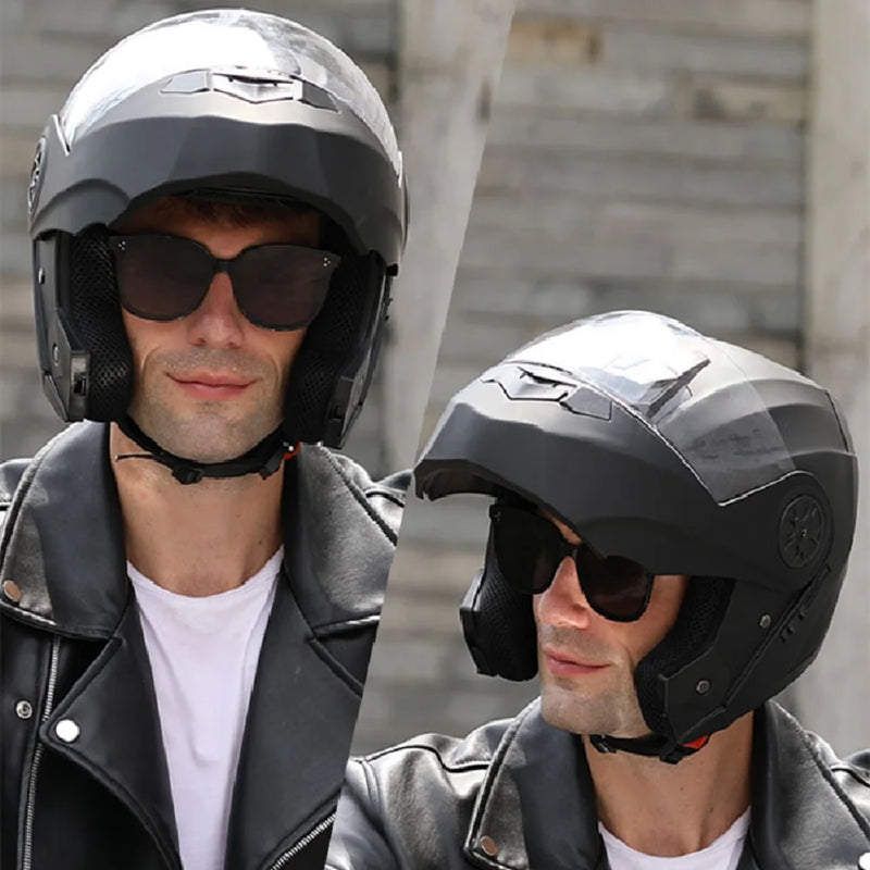 Capacete Moto Completo Visor Lentes Duplas Modular - Capacete BLD PRO para Motoqueiros Motocross TrackDay