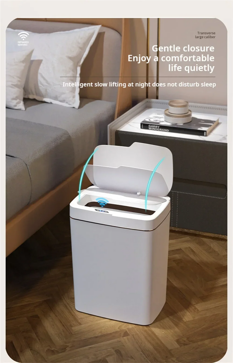 Lixeira Automática 15 Litros com Sensor Inteligente – para Banheiro Escritório Quarto Cozinha