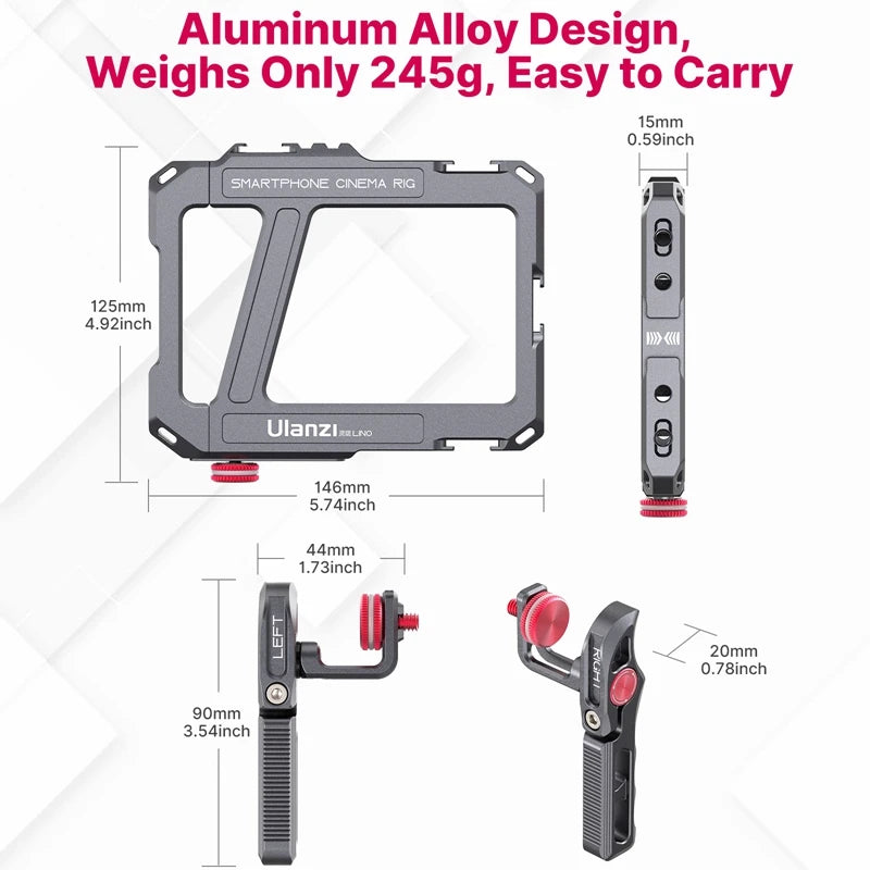 Case Gaiola Ulanzi Lino para Gravação em Smartphone Celular – Case Protetora com Suporte Lateral