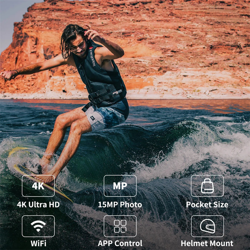 Câmera de Ação 4k SJCAM C100 Plus – com Wifi Câmera Esportiva à Prova D'Água Estabilização EIS