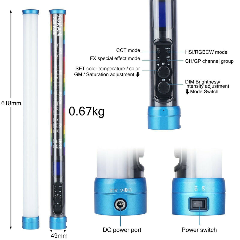 Bastão de Luz Sokani X25 v2 RGB - LED de Preenchimento 10.000k com Bluetooth - para Vídeos e Fotografia