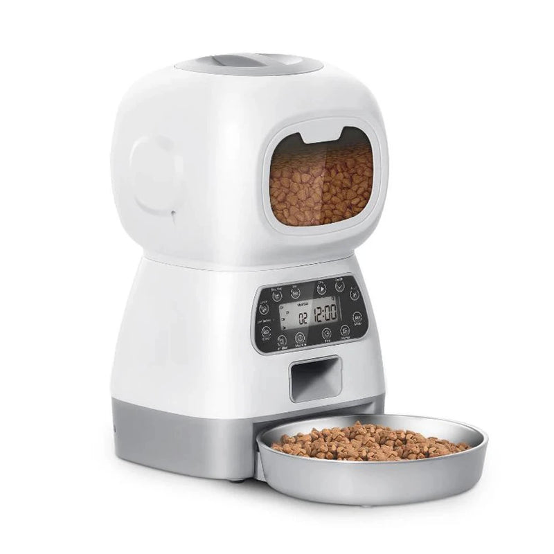 Comedouro Automático Wi-Fi para Pets de 3,5L - Dispenser de Ração Inteligente para Cães Gatos e Gravação de Voz