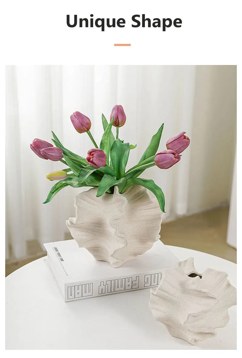 Vaso de Cerâmica Estilo Coral Marinho – Estilo Nórdico para Decoração de Mesa de Centro Sala de Estar
