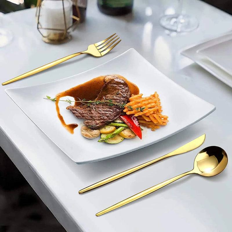 Jogo de Talheres Luxury em Aço Inoxidável - 24 Peças Kit Talhares de Cozinha