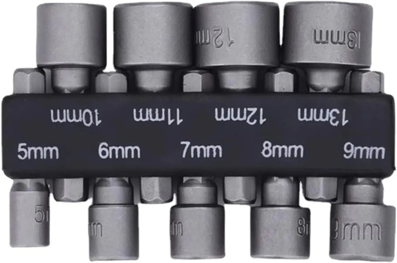 Jogo de Chaves Soquete Sextavados 9 Peças – de 5 a 13mm Encaixes Hexagonais